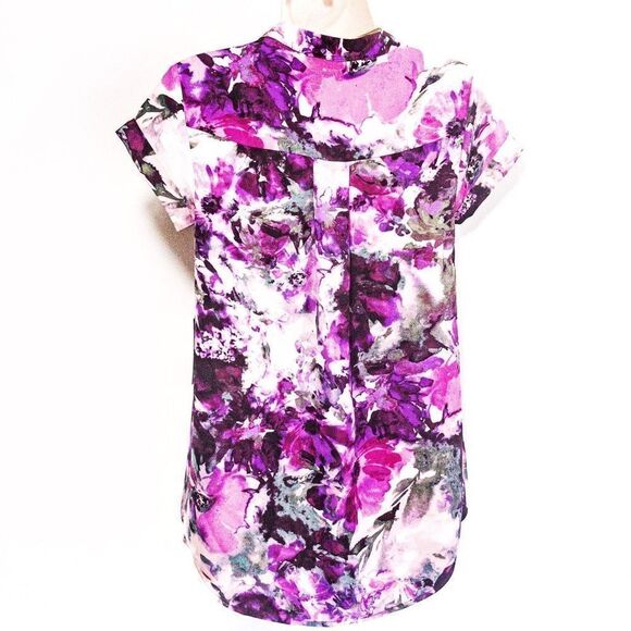 NWT Simply Vera Wang Silky Violet Florals Blouse Sz XS - Picture 6 of 10